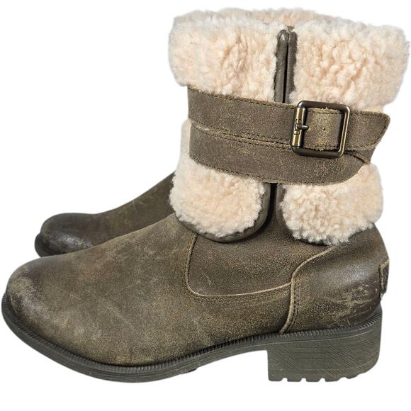 UGG Boots Womens 7.5 Blayre III UggPure Wool Waterproof Leather Dove Gray Straps - Picture 3 of 12
